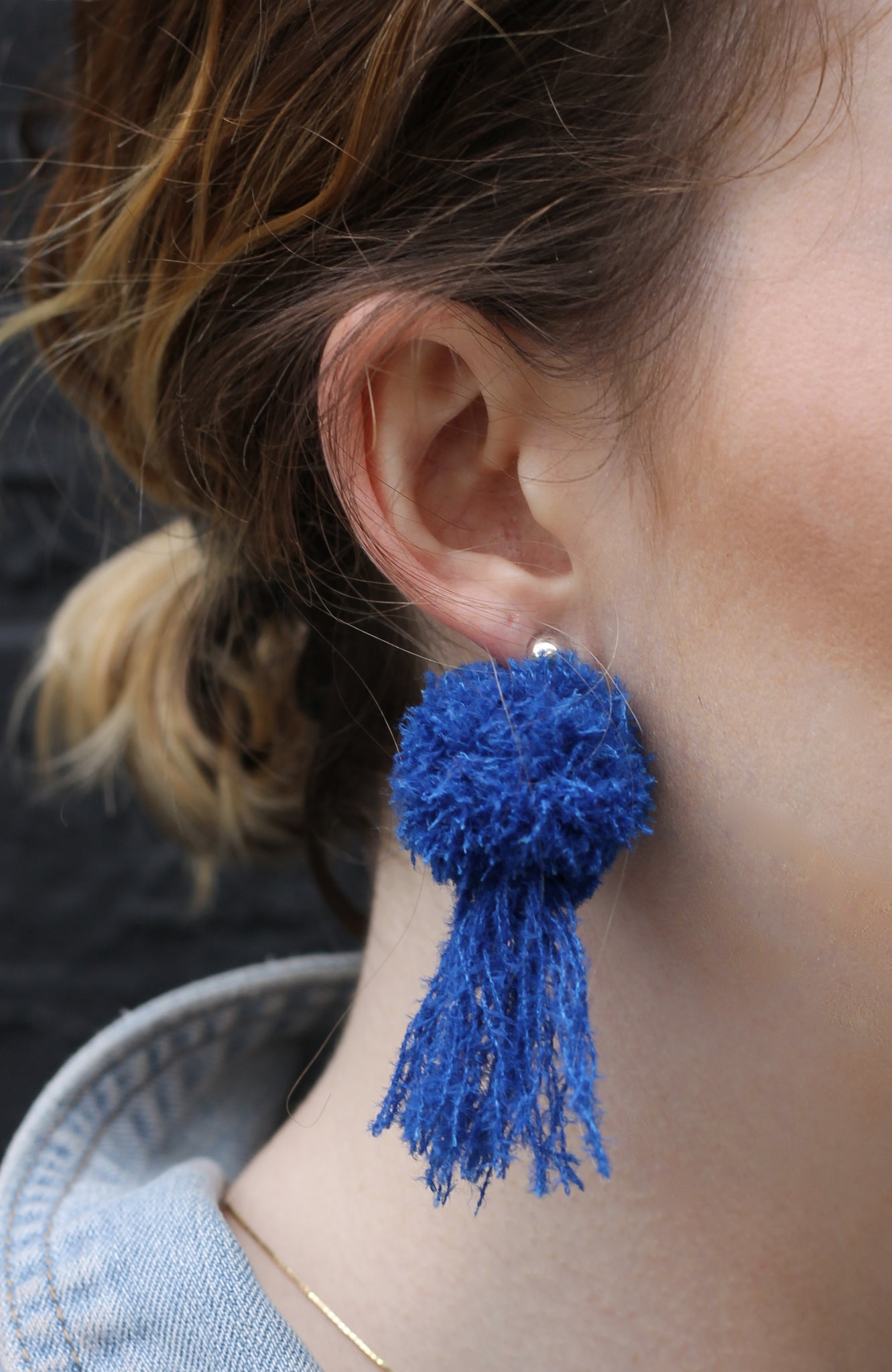 vK. Pom Pom Tassel Earrings - Royal Blue