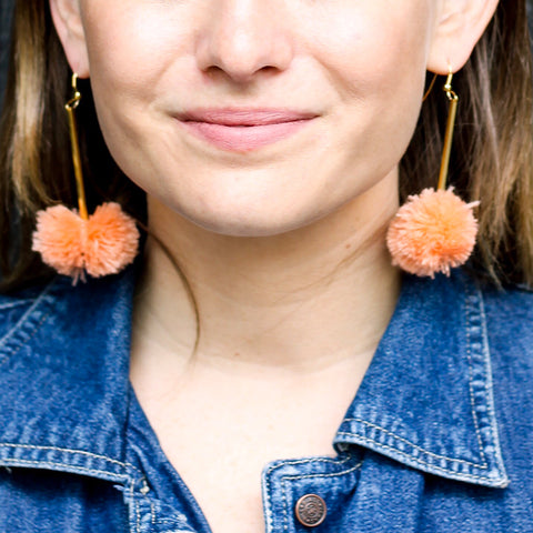 vK. Pom Drop Earrings  - Peach