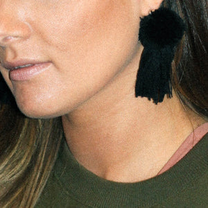 vK. Pom Pom Tassel Earrings - Black