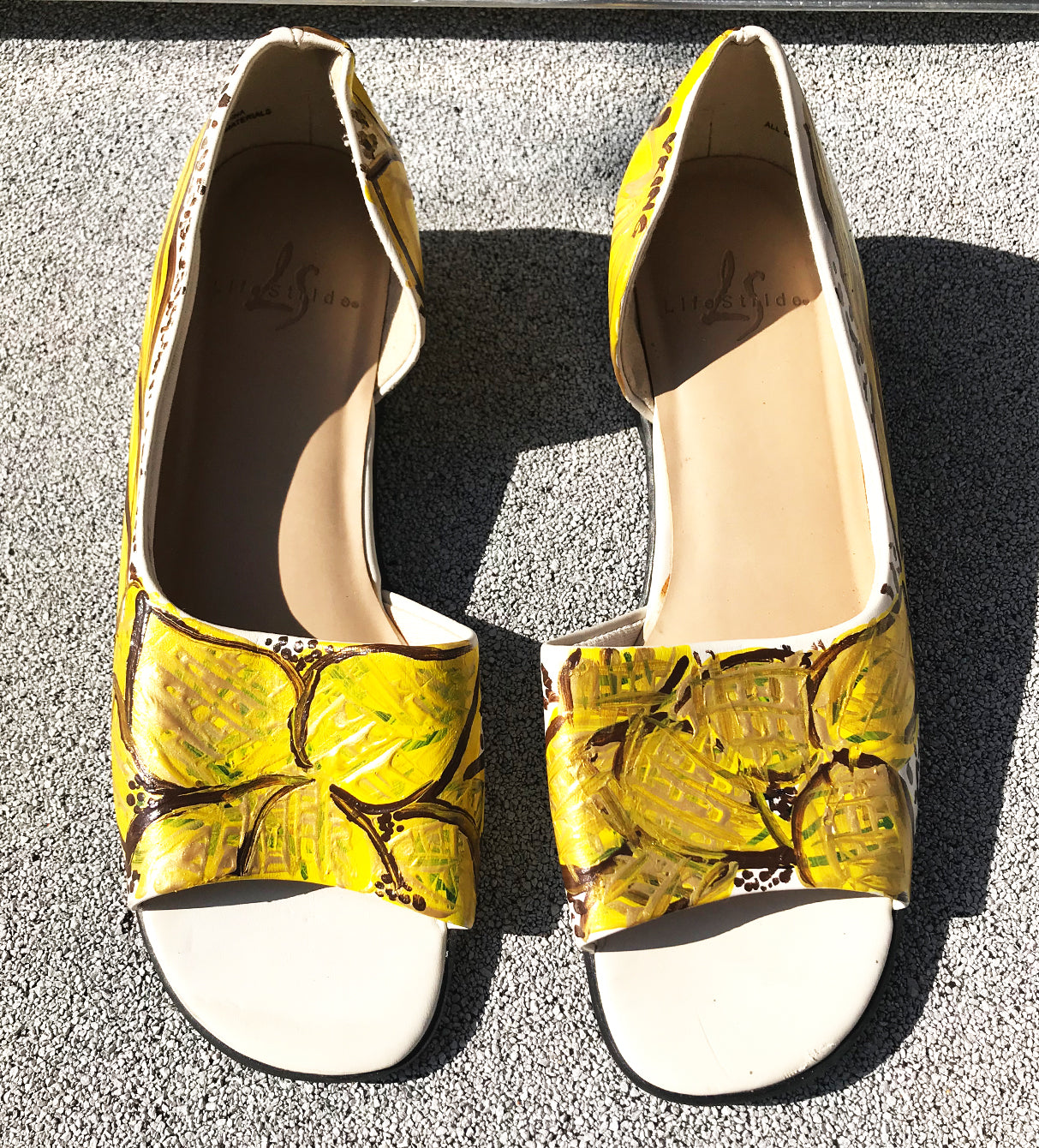 vK. Vintage Hand Painted Yellow Shoes